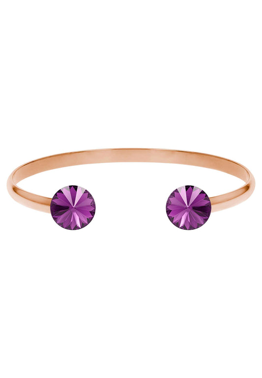 Front Image of Facet Pyramid | Womens | Bracelet | Stainless Steel | rose-gold | purple Stone | Fashion Jewelry | JS.0067.S | Jowissa | Austrian Crystal