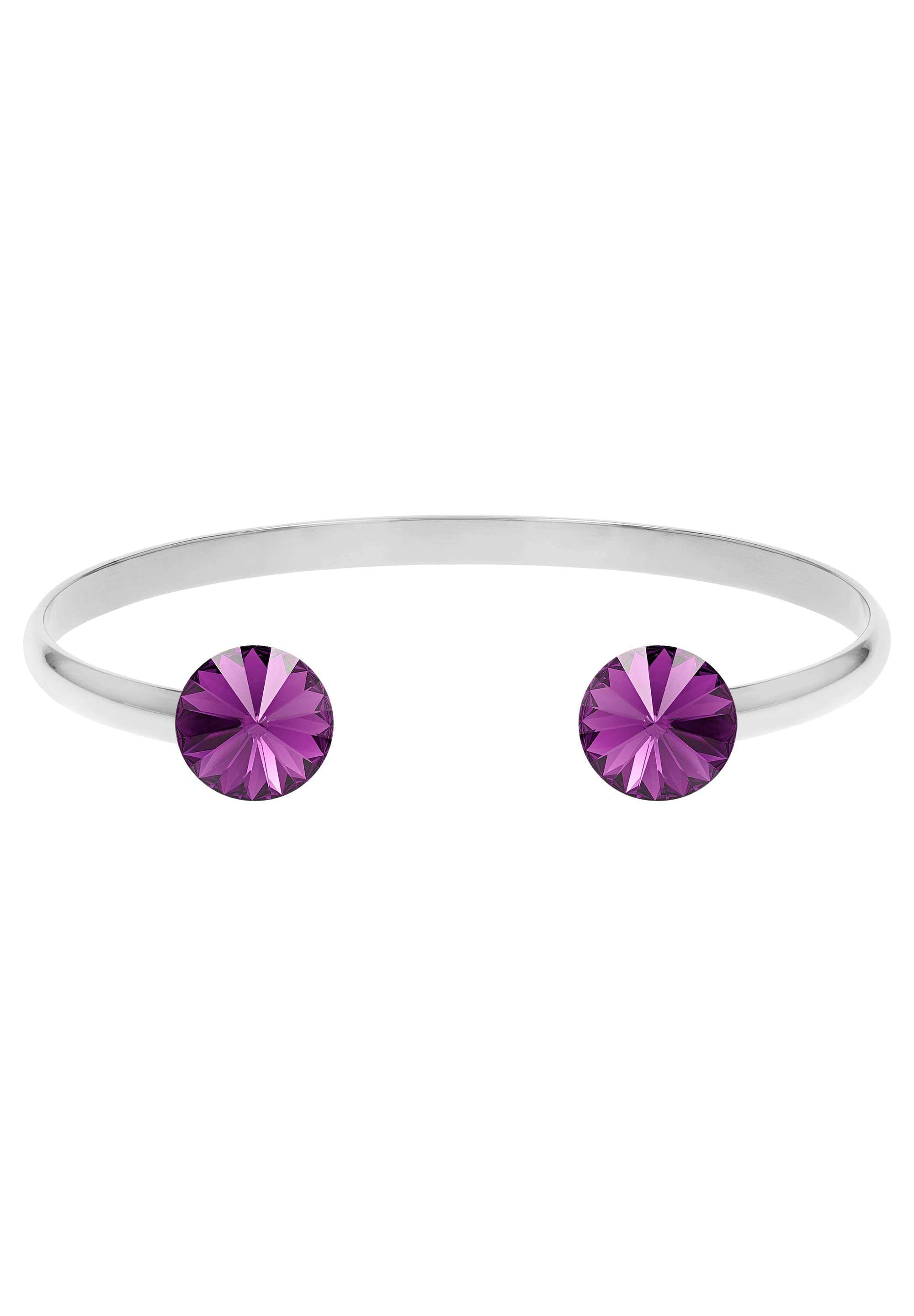 Front Image of Facet Pyramid | Womens | Bracelet | Stainless Steel | silver | purple Stone | Fashion Jewelry | JS.0068.L | Jowissa | Austrian Crystal
