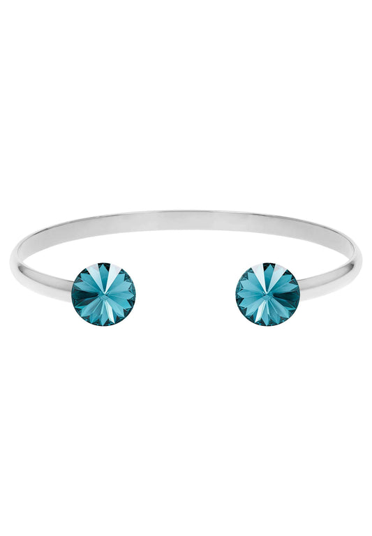 Front Image of Facet Pyramid | Womens | Bracelet | Stainless Steel | silver | light-blue Stone | Fashion Jewelry | JS.0069.S | Jowissa | Austrian Crystal
