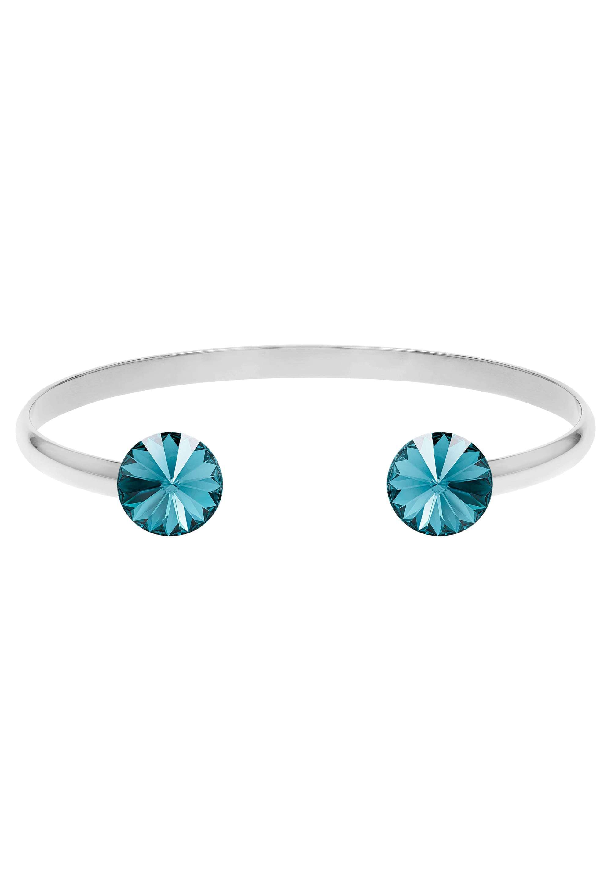 Front Image of Facet Pyramid | Womens | Bracelet | Stainless Steel | silver | light-blue Stone | Fashion Jewelry | JS.0069.L | Jowissa | Austrian Crystal