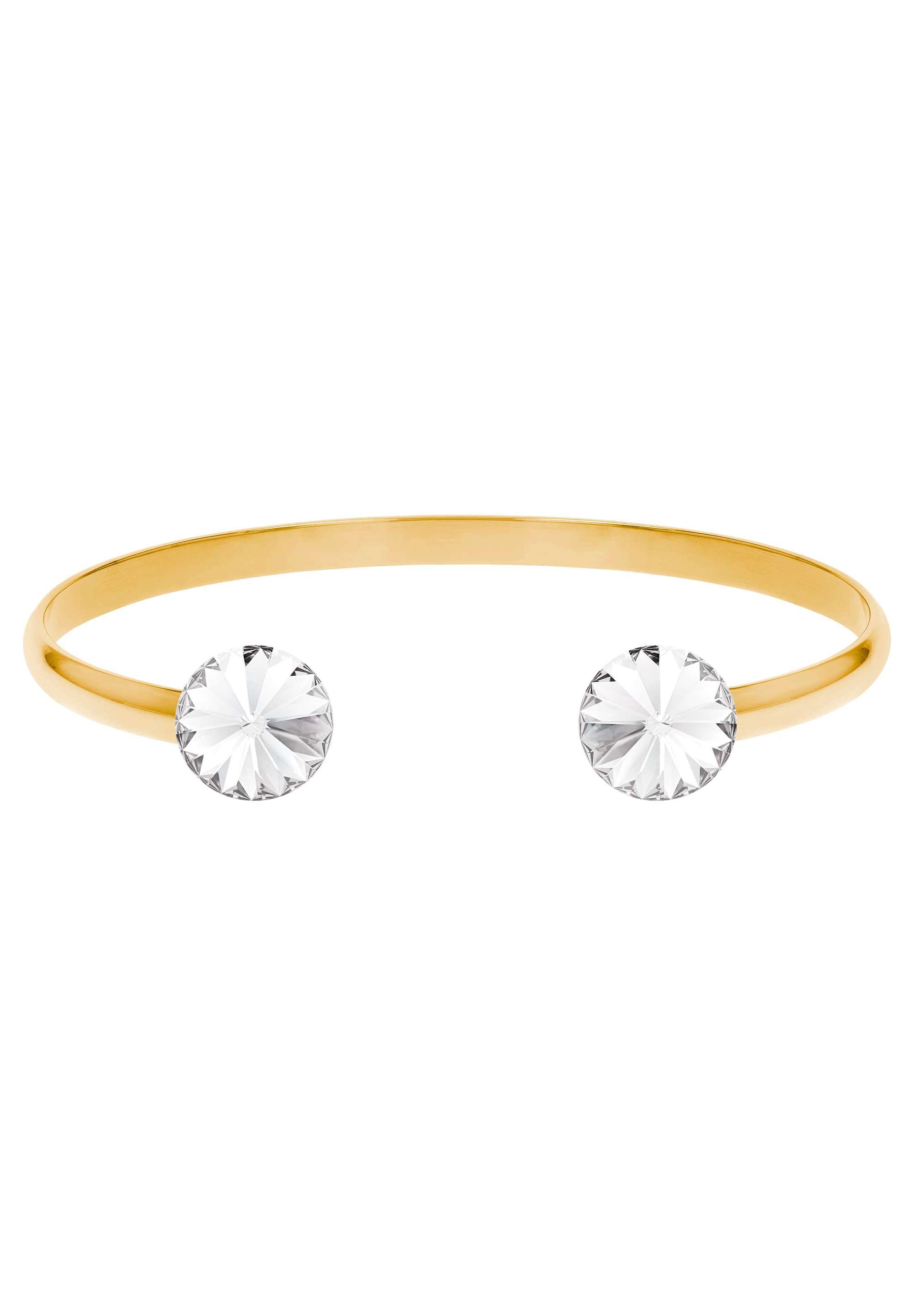 Front Image of Facet Pyramid | Womens | Bracelet | Stainless Steel | gold | white Stone | Fashion Jewelry | JS.0072.L | Jowissa | Austrian Crystal
