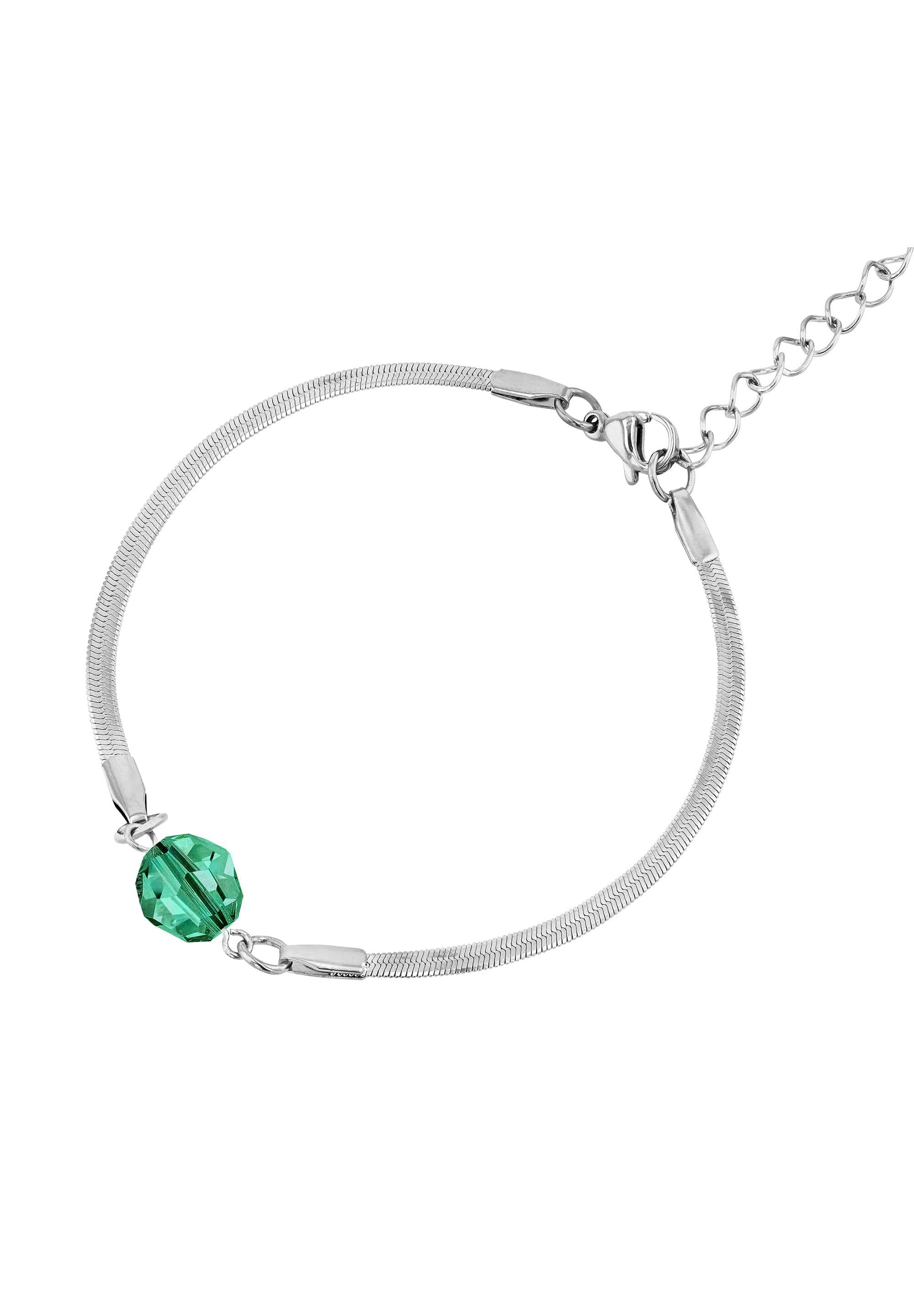 Front Image of Magic Facet | Womens | Bracelet | Stainless Steel | silver | green Stone | Fashion Jewelry | JS.0086 | Jowissa | Austrian Crystal