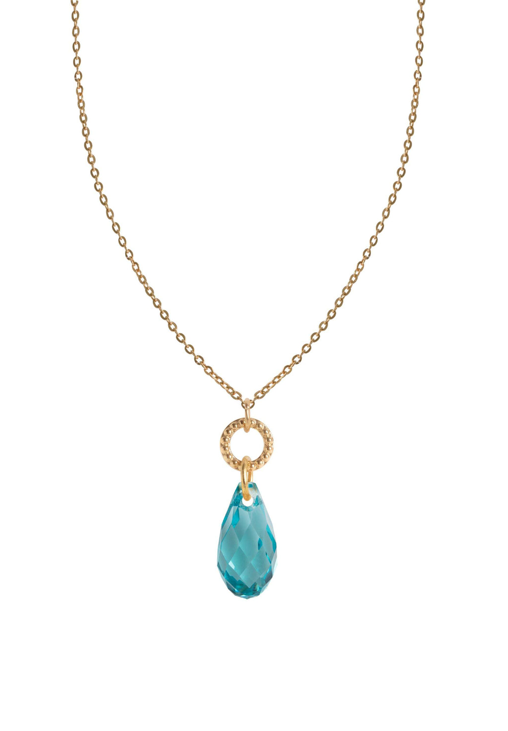 Front Image of Facet Briolette | Womens | Necklace | Stainless Steel | light-blue | gold Stone | Fashion Jewelry | JS.0195 | Jowissa | Austrian Crystal