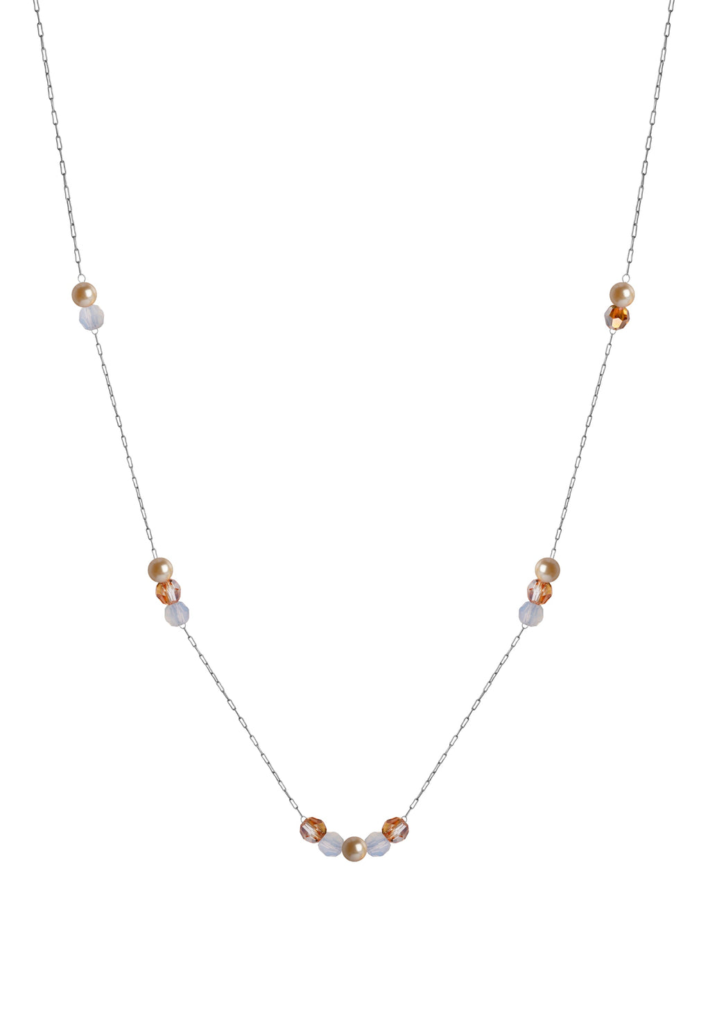 Front Image of Sphera | Womens | Necklace | Stainless Steel | silver | bronze Stone | Fashion Jewelry | JS.0201 | Jowissa | Austrian Crystal