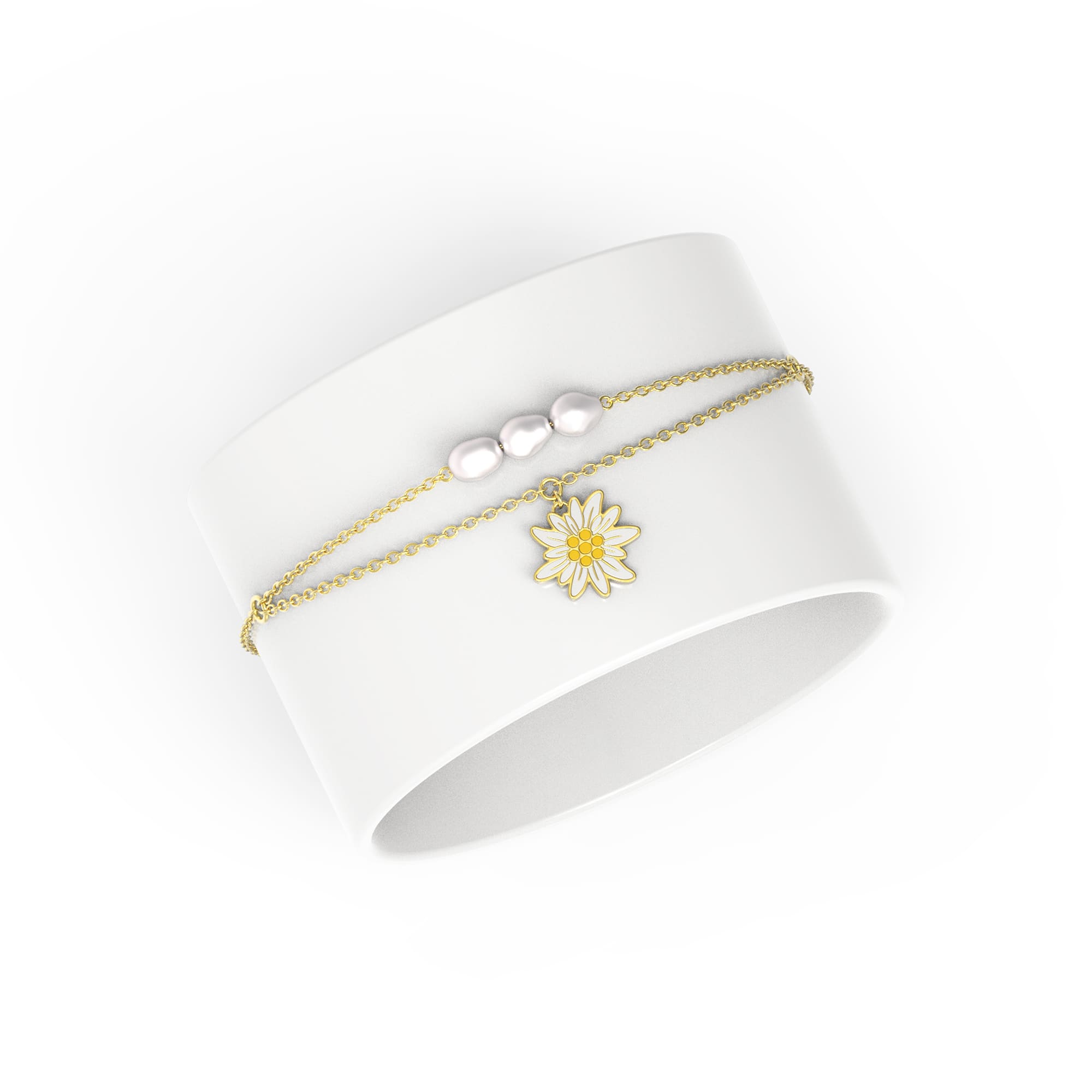 Front Image of Edelweiss | Womens | Stainless Steel Wristband | gold | Fashion Jewelry | JS.0204.B | Jowissa |