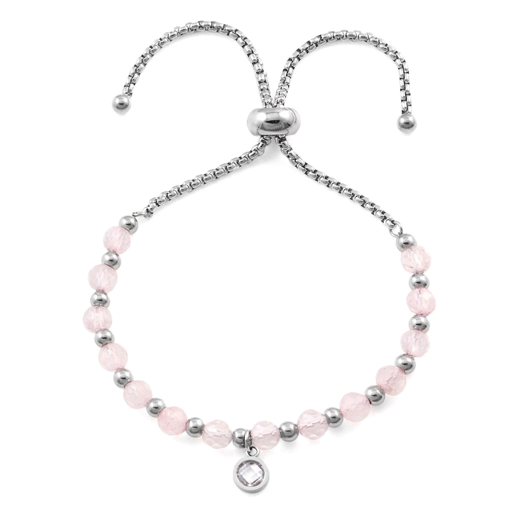 Front Image of Facet Brilliant | Womens | Stainless Steel Wristband | silver | pink | Fashion Jewelry | JS.0214 | Jowissa |