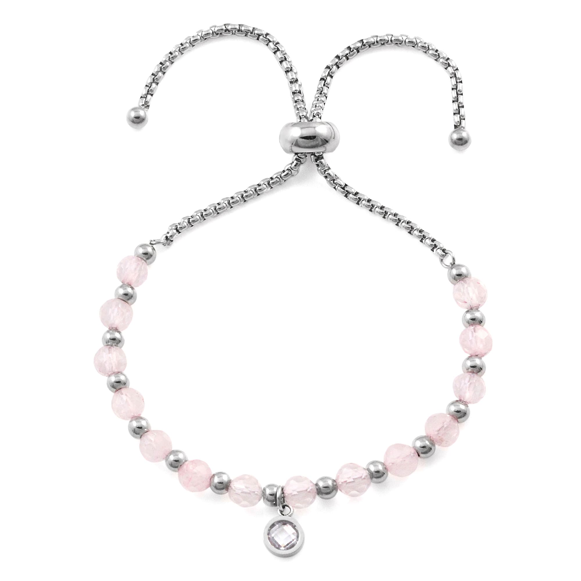 Front Image of Facet Brilliant | Womens | Stainless Steel Wristband | silver | pink | Fashion Jewelry | JS.0214 | Jowissa |