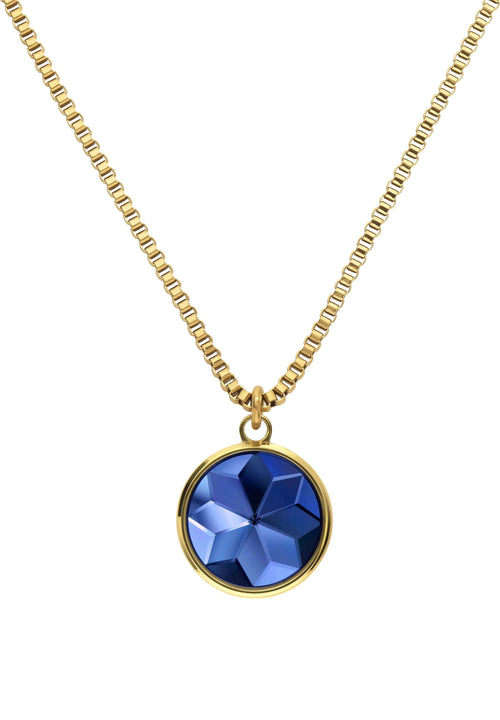 Front Image of Facet | Womens | Necklace | Stainless Steel | gold | blue Stone | Fashion Jewelry | JS.0005 | Jowissa |
