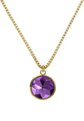 Front Image of Facet | Womens | Necklace | Stainless Steel | gold | purple Stone | Fashion Jewelry | JS.0006 | Jowissa |