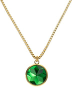 Vorderansicht von Facet | Damen | Halskette | Edelstahl | Gold | grüner Stein | Modeschmuck | JS.0007 | Jowissa |