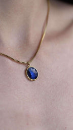 Blue Gold Necklace with one stone made by Jowissa Jewelry.
