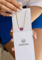 Gold Bracelet with purple stone by Jowissa. Shown in nice packaging box. 