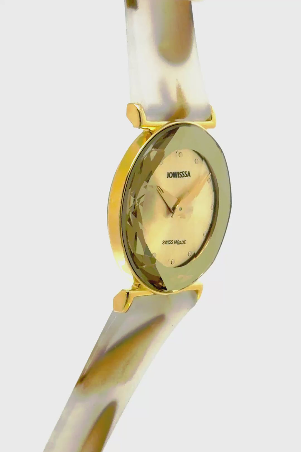 Swiss gold watch for women with white and gold strap and gold dial - all swiss made watch