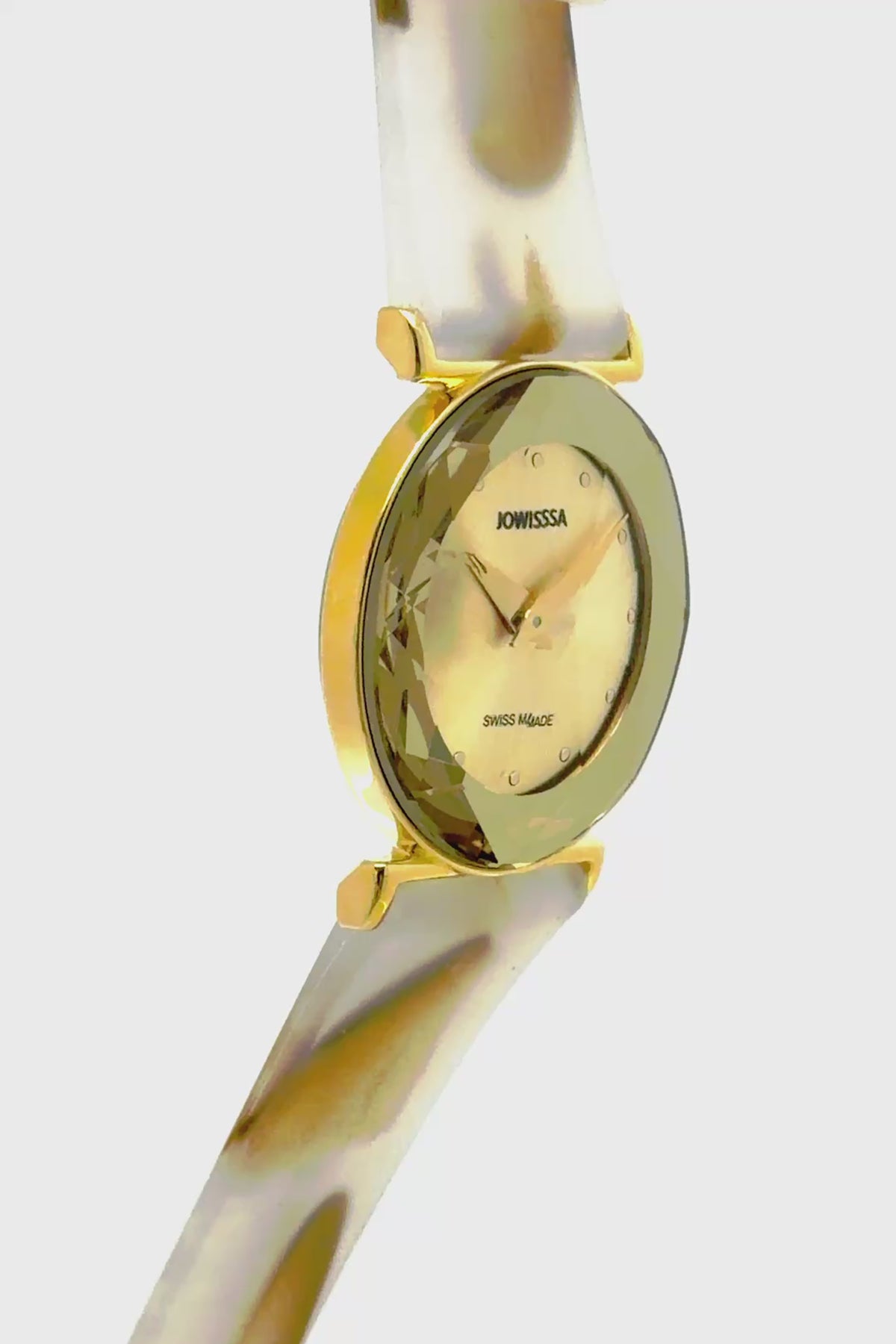 Swiss gold watch for women with white and gold strap and gold dial - all swiss made watch