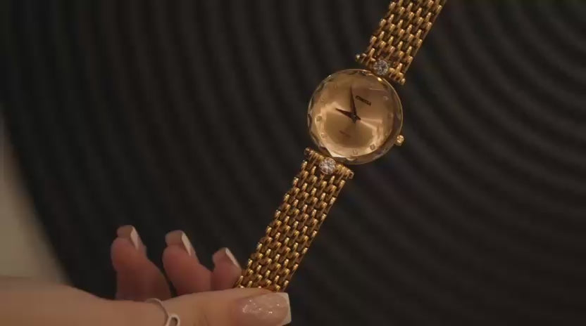 Swiss gold watch for women - with gold dial and gold strap - all swiss made watch for ladies