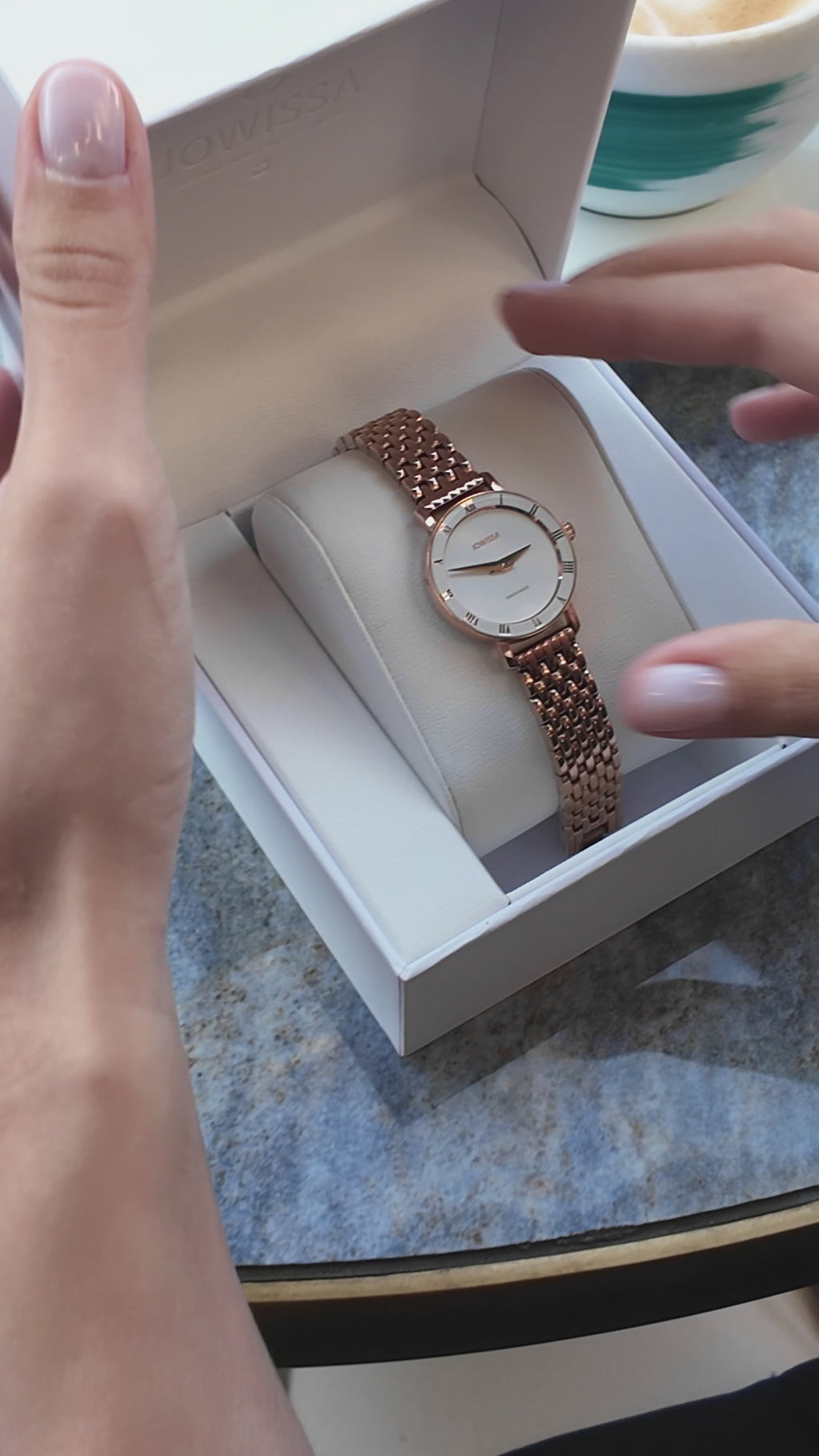 Gold swiss watch for women - with gold strap and white dial - all swiss made watch
