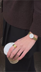 Roma swiss watch for ladies - with gold strap and white dial - all swiss made for women