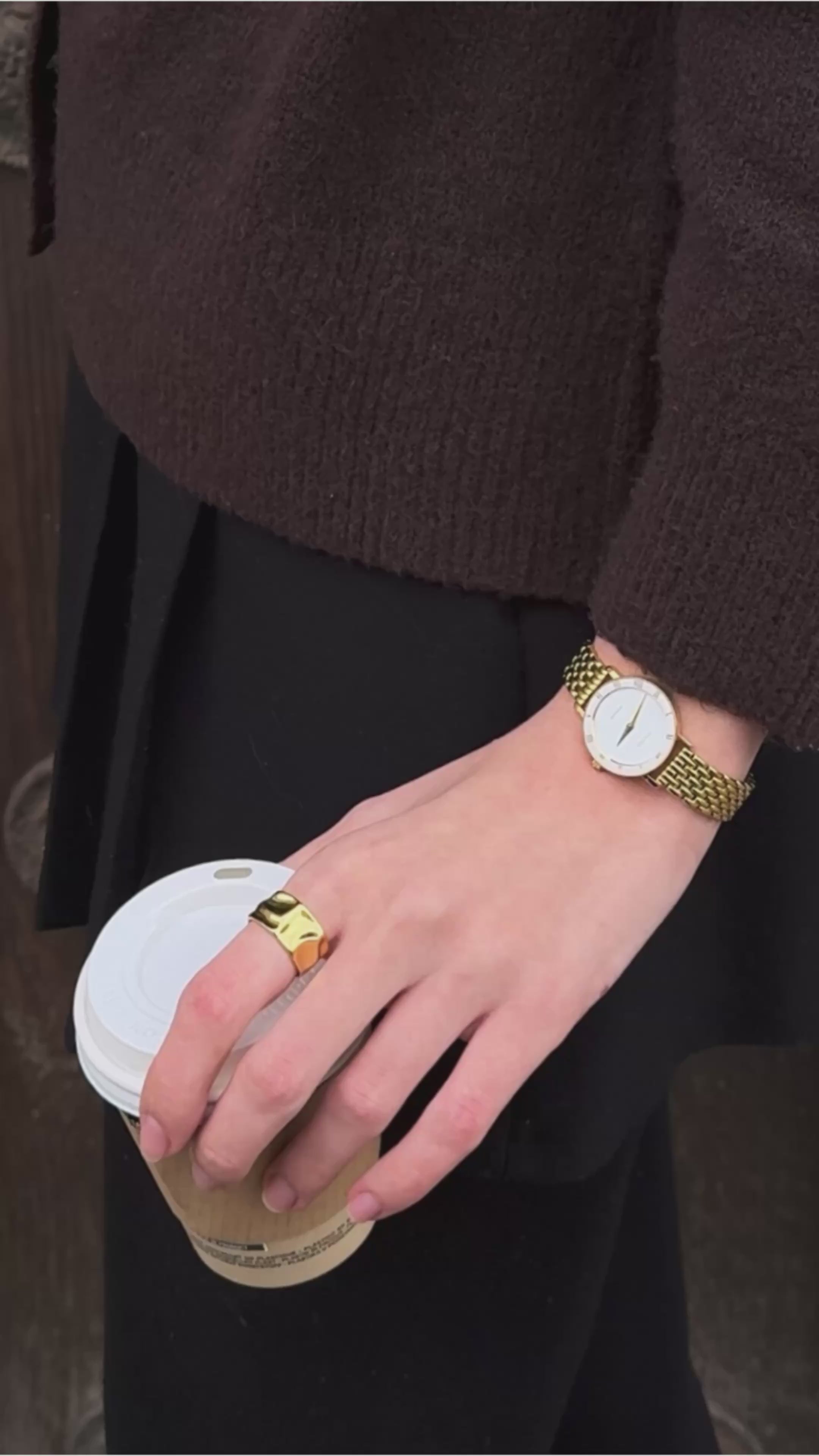 Roma swiss watch for ladies - with gold strap and white dial - all swiss made for women