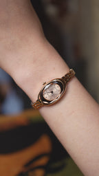 Small watch vintage for women with gold strap and white dial - all swiss made watch for ladies