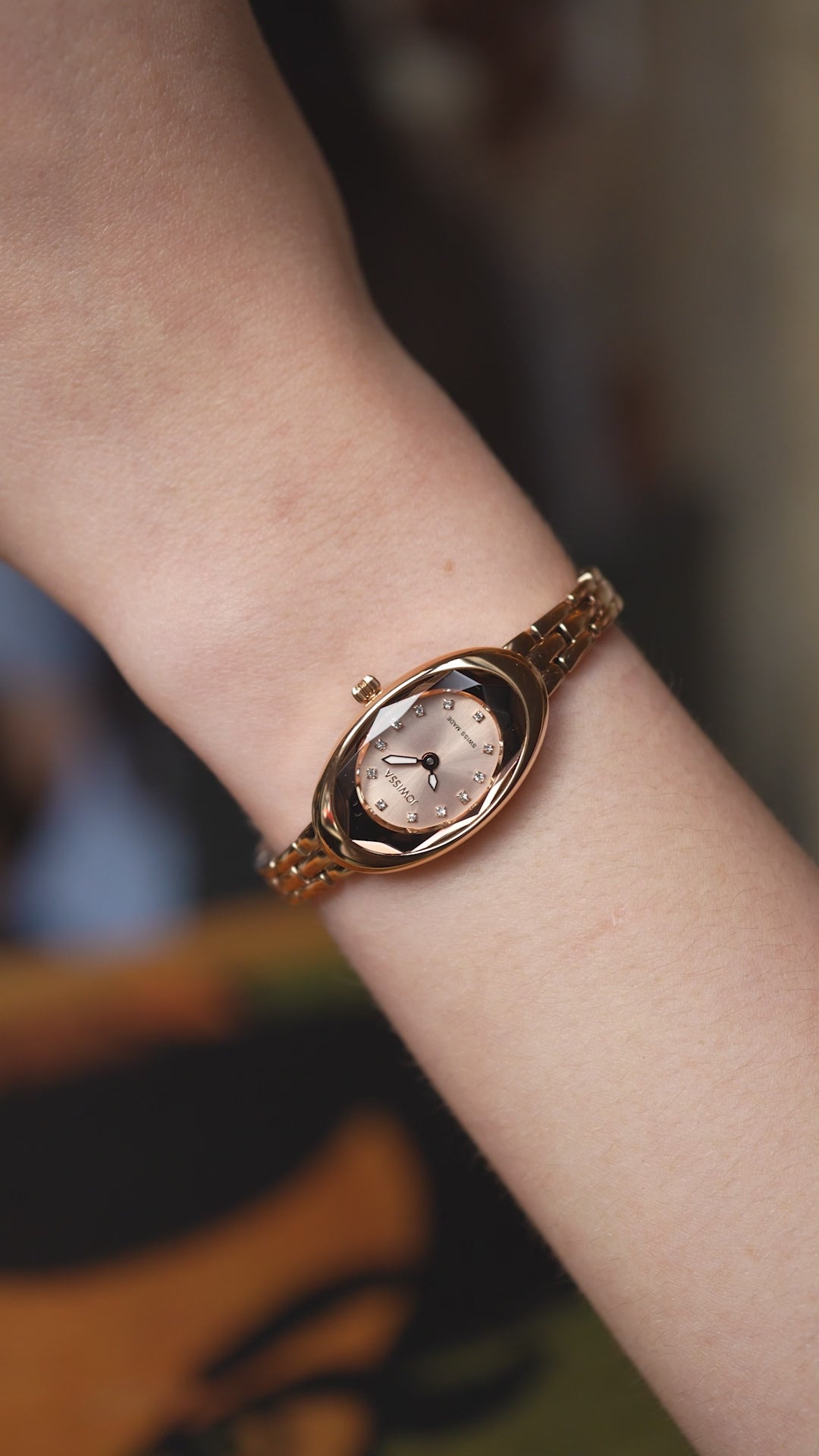 Small watch vintage for women with gold strap and white dial - all swiss made watch for ladies