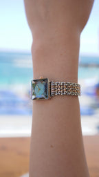 Swiss petite watch for women with blue dial and silver gold strap - all swiss made watch for ladies