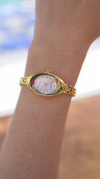 Swiss petite watch for women with gold strap and white dial - all swiss made watch for ladies