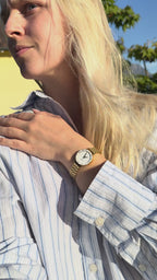 Swiss Roma watch for ladies - with gold strap and white dial - all swiss made watch for women