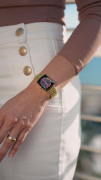 Red facet princess watch for women with gold strap and red dial - all swiss made watch for ladies
