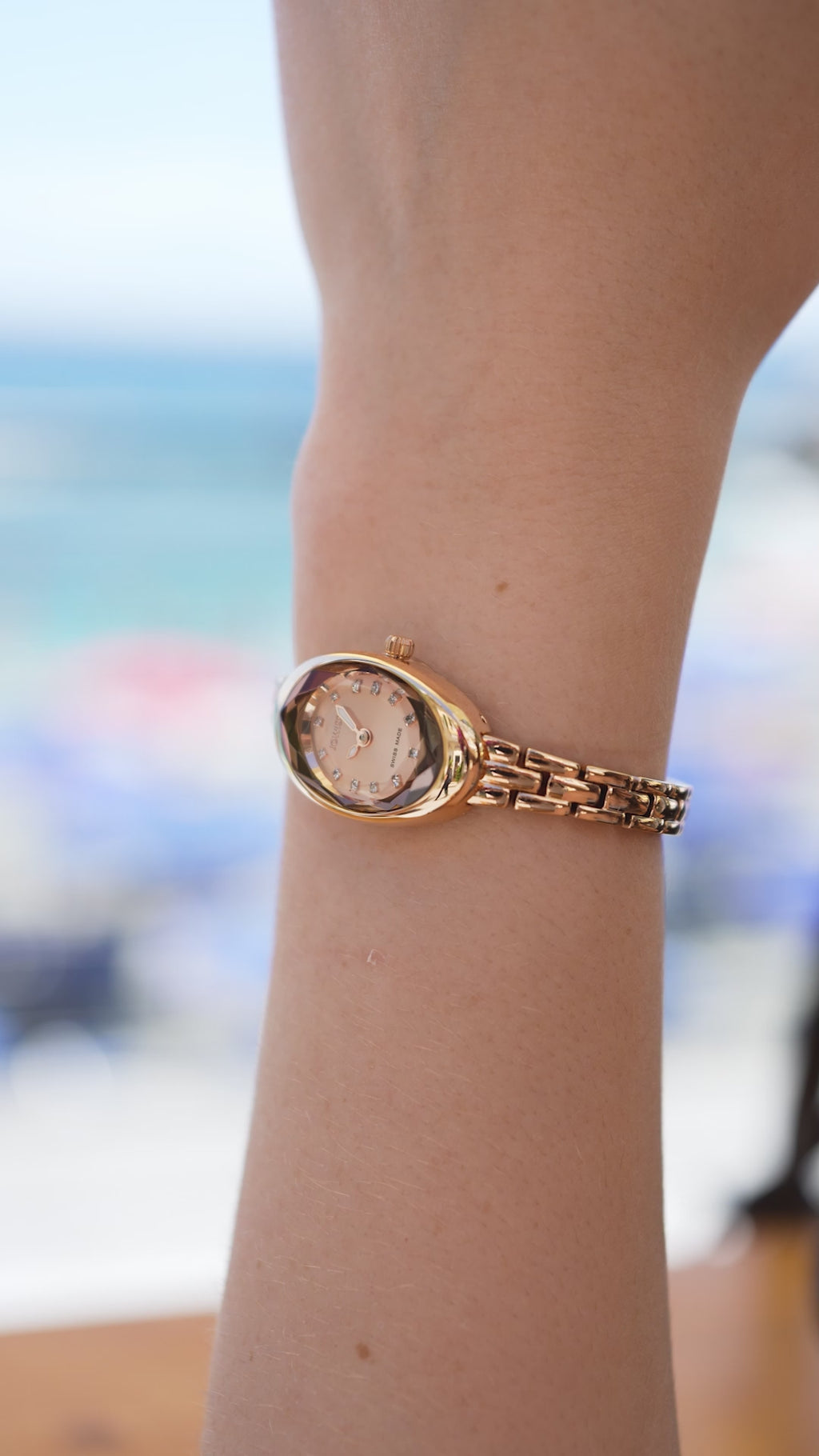 Gold swiss petite watch for women - with gold strap and gold dial - all swiss made watch for ladies