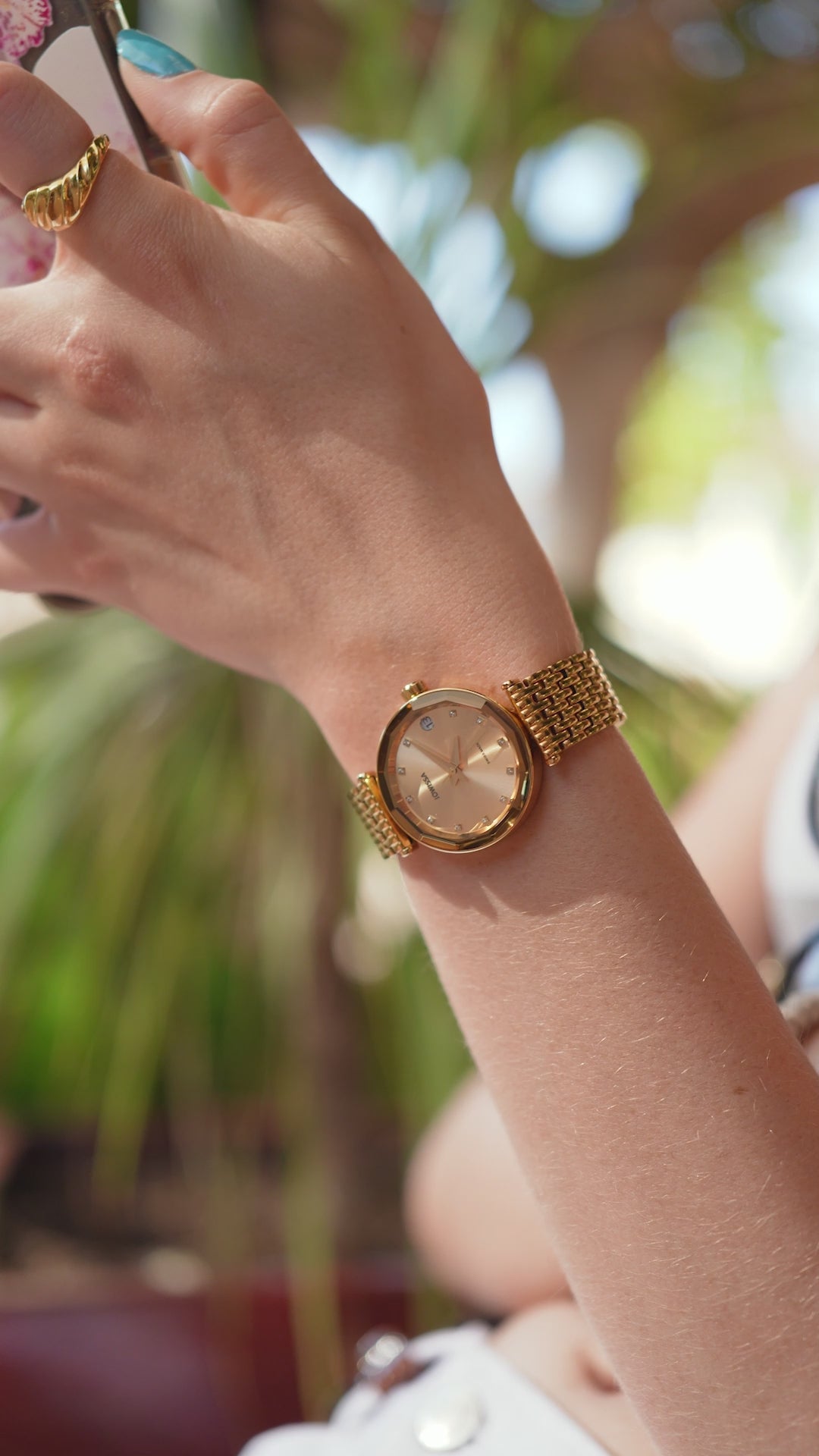 Safira 12 Automatic Sapphire Gold Women's Watch with Diamonds and