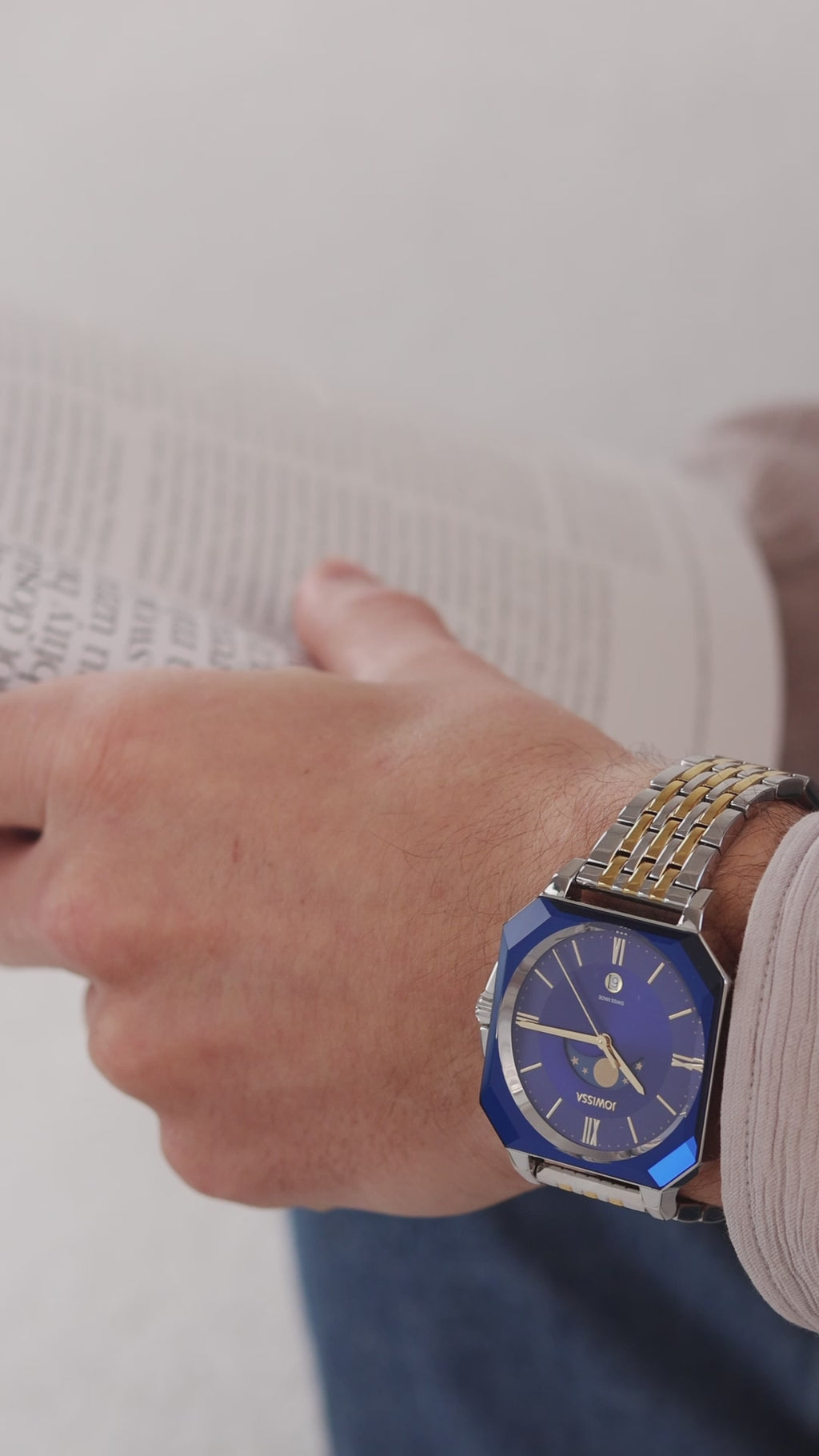 Swiss Octa watch for men - with blue dial and silver details - all swiss made watch