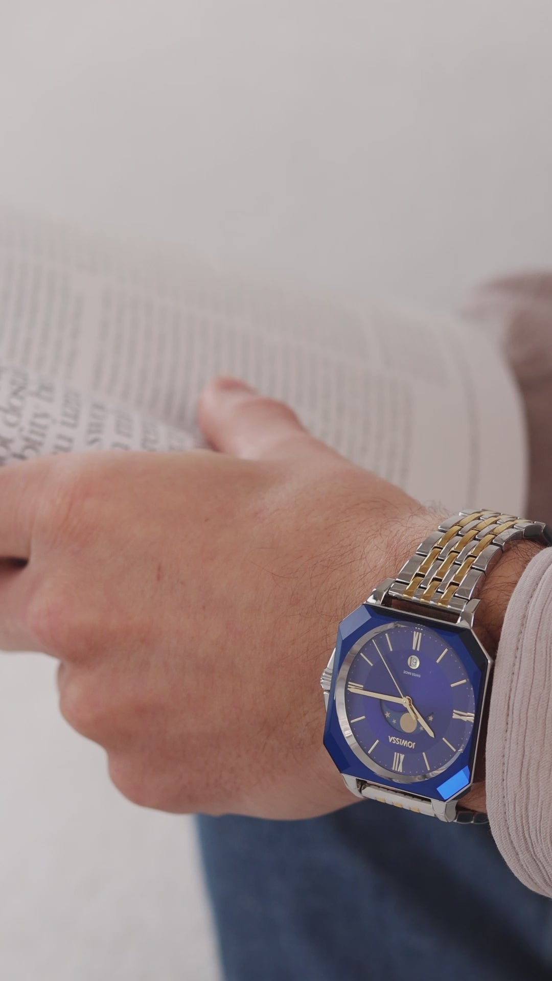 Swiss Octa watch for men - with blue dial and silver details - all swiss made watch