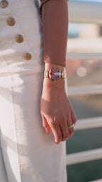 Red swiss watch for women with gold strap and red dial - all swiss made watch for ladies