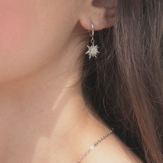 Swiss womens earrings - silver earrings edelweiss - all swiss made