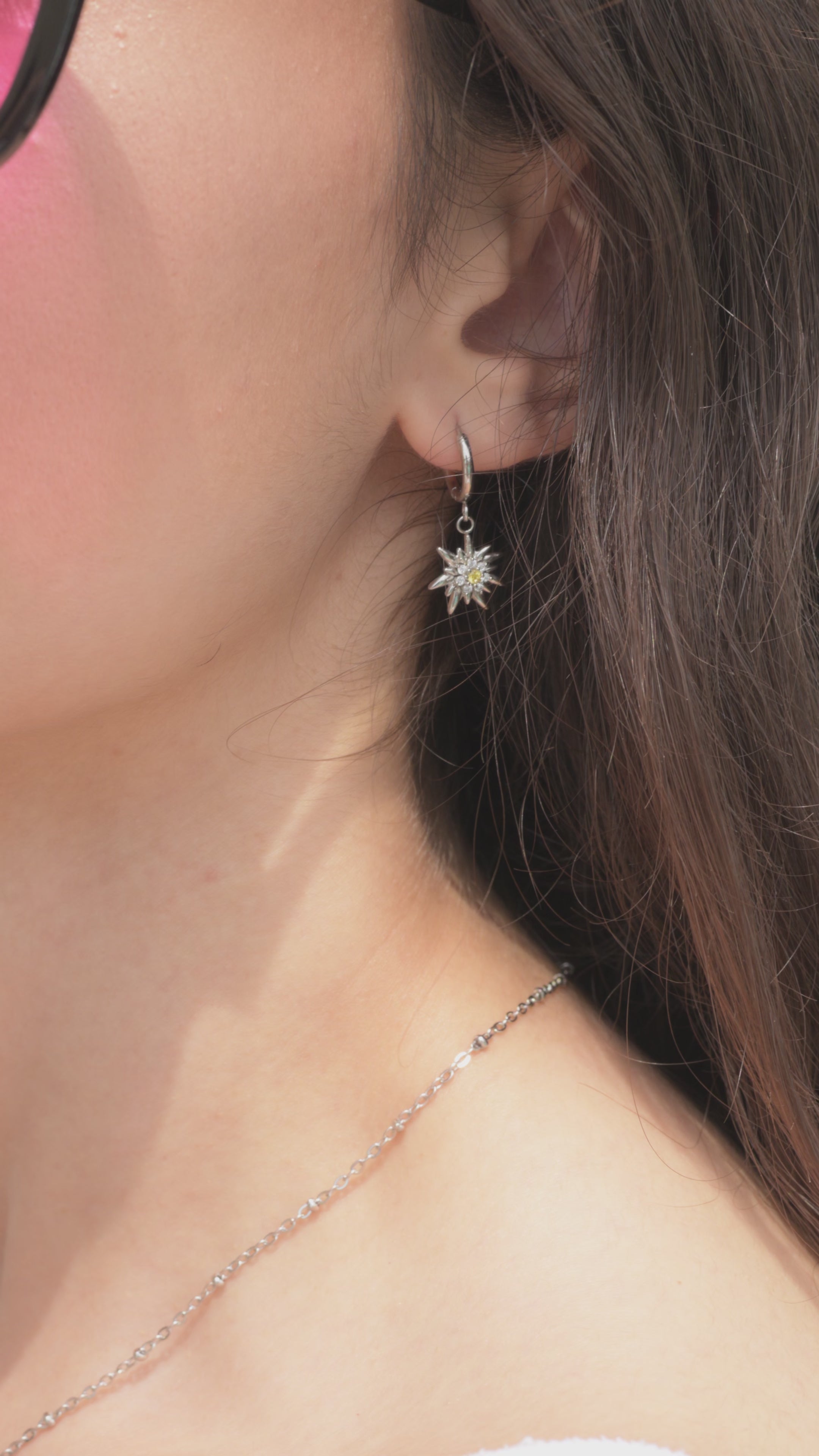 Swiss womens earrings - silver earrings edelweiss - all swiss made