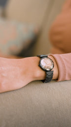 Swiss black watch for women with black strap and rose gold dial - all swiss made watch