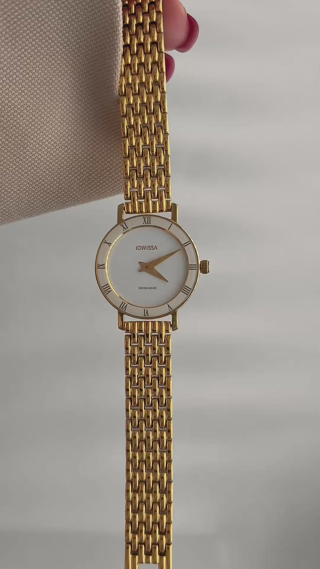 Roma White Roman Face Minimalist Ladies Watch Gold Milanese