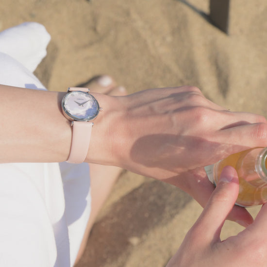 Pink swiss jowissa watch - with pink leather strap and white dial - all swiss made watch 