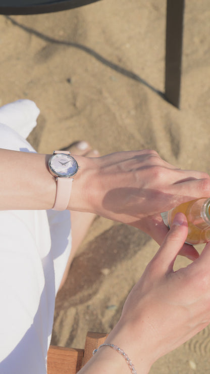 Pink swiss jowissa watch - with pink leather strap and white dial - all swiss made watch 