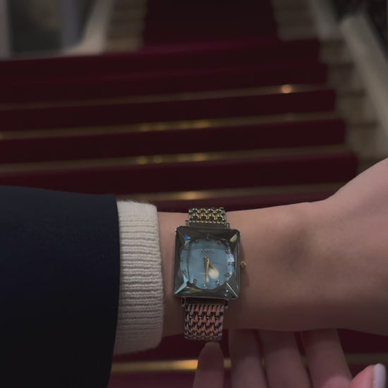 Blue Swiss watch for women - with silver strap and blue dial - all swiss made