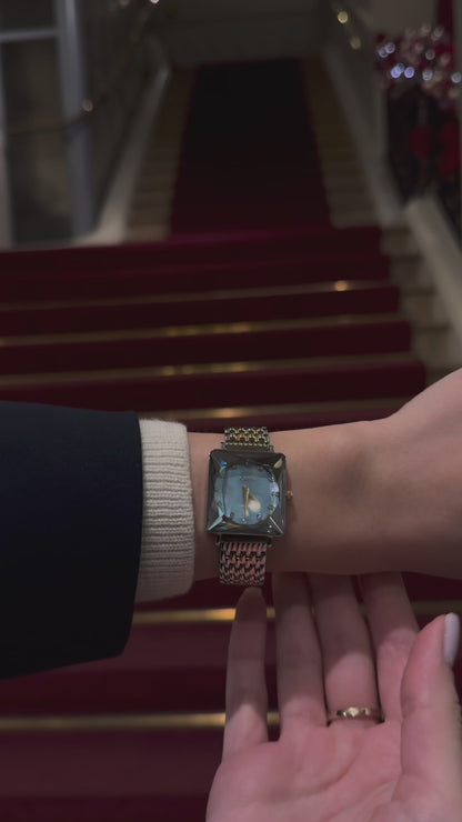 Blue Swiss watch for women - with silver strap and blue dial - all swiss made