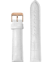 Load image into Gallery viewer, Front View of 18mm White / Rose Mat Alligator Watch Strap E3.1157 by Jowissa
