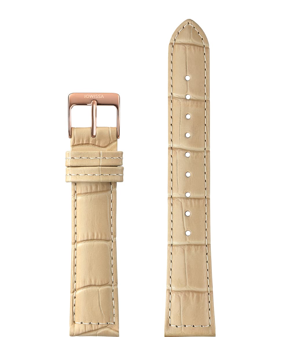 Front View of 18mm Brown / Rose Mat Alligator Watch Strap E3.1159 by Jowissa