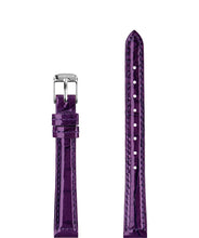 Load image into Gallery viewer, Front View of 12mm Purple / Silver Glossy Croco Watch Strap E3.1474.S by Jowissa
