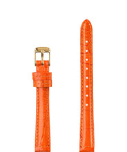 Load image into Gallery viewer, Front View of 12mm Orange / Gold Glossy Croco Watch Strap E3.1469.S by Jowissa
