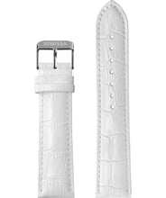 Charger l&#39;image dans la galerie, Front View of 22mm White / Silver Mat Alligator Watch Strap E3.1097 by Jowissa
