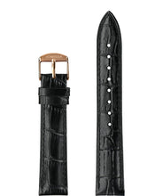 Cargar imagen en el visor de la galería, Front View of 18mm Black / Rose Mat Alligator Watch Strap E3.1443.L by Jowissa
