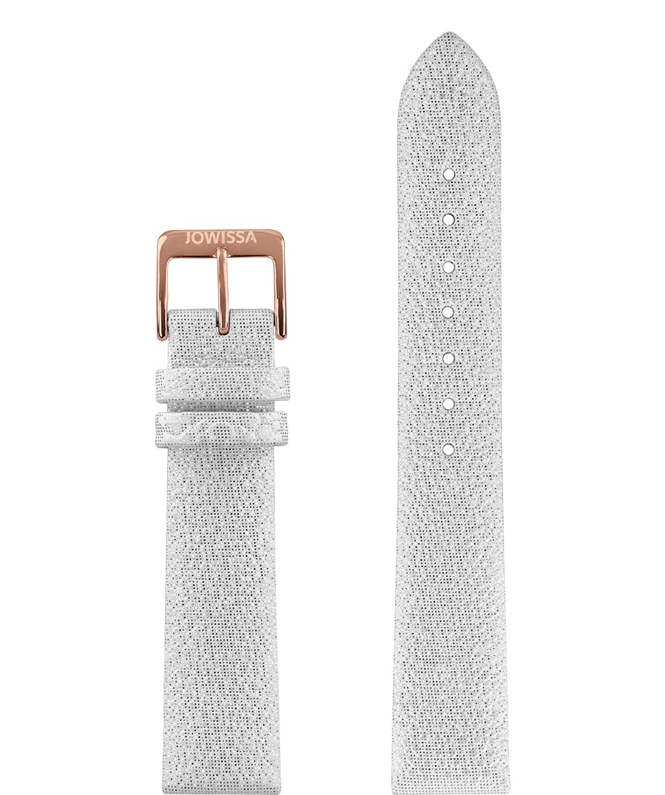 Front View of 18mm White / Rose Stingray Watch Strap E3.1107 by Jowissa