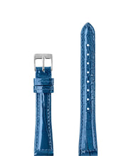 Load image into Gallery viewer, Front View of 15mm Blue / Silver Glossy Croco Watch Strap E3.1450.M by Jowissa
