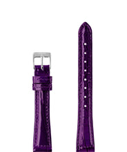 Load image into Gallery viewer, Front View of 15mm Purple / Silver Glossy Croco Watch Strap E3.1474.M by Jowissa
